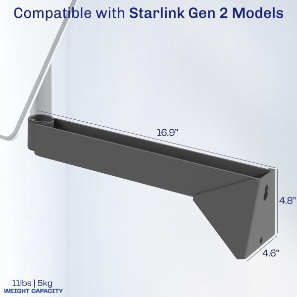 Vivo Long Arm Extending Wall Mount Designed For Starlink Gen2 Internet Satellite Dish, Gray, Mount-Slink2 - Image 3