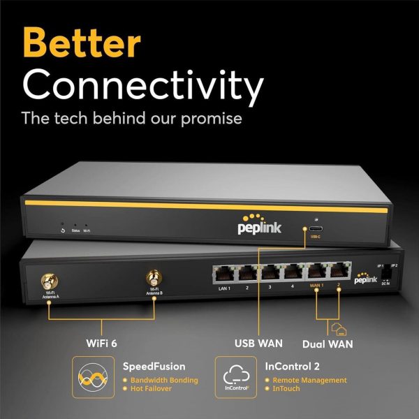 Peplink B-One Gigabit Dual Wan Wifi Router For Wireless Internet | 1Gbps Throughput | 2X Wan Port, 4X Lan Port, Dual-Band 2X2 Mimo Wi-Fi | Wan Smoothing For Small Office &Amp; Home Connectivity - Image 6