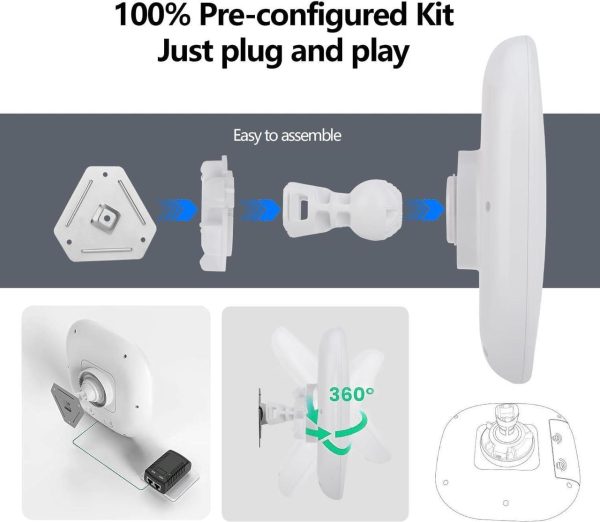 Kuwfi 5.8G Gigabit Point To Point Wifi Bridge Kit,Tdma Long Range Outdoor Access Point,10Km Point To Point Wireless Bridge Cpe, Extending Wifi To Outbuildingssupport Starlink Router/Camera - Image 6