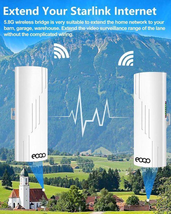 Point To Point Wireless Bridge With Mount For Starlink Internet, 3Km Dual Gigabit Rj45 Lan Port 5.8G Network Wifi Bridges Extender Cpe Access Point With 16Dbi Antenna For Outdoor, Ip65 2-Pack - Image 4