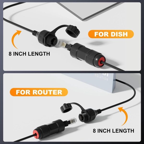 Barbaren Starlink Ethernet Adapter Gen 3/Mini, Waterproof Starlink V3/Mini Ethernet Cable Extension Spx To Rj45 Adapters Connectors For Mini/Starlink V3 (Rev.4) Dish And Router Waterproof - 2 Packs - Image 3