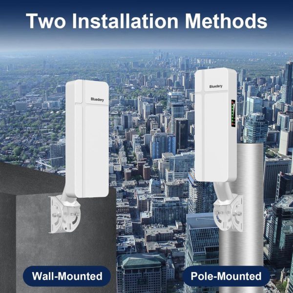 Point To Point Wireless Bridge With Mount For Starlink Internet, 3Km Outdoor 5.8G Network Wifi Bridges Extender Cpe Access Point With 16Dbi Antenna 100Mbps / 1Gbps Lan Port 24V Poe Injector 2-Pack - Image 5