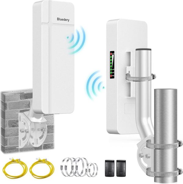 Point To Point Wireless Bridge With Mount For Starlink Internet, 3Km Outdoor 5.8G Network Wifi Bridges Extender Cpe Access Point With 16Dbi Antenna Dual 1Gbps Lan Port 24V Poe Injector 2-Pack