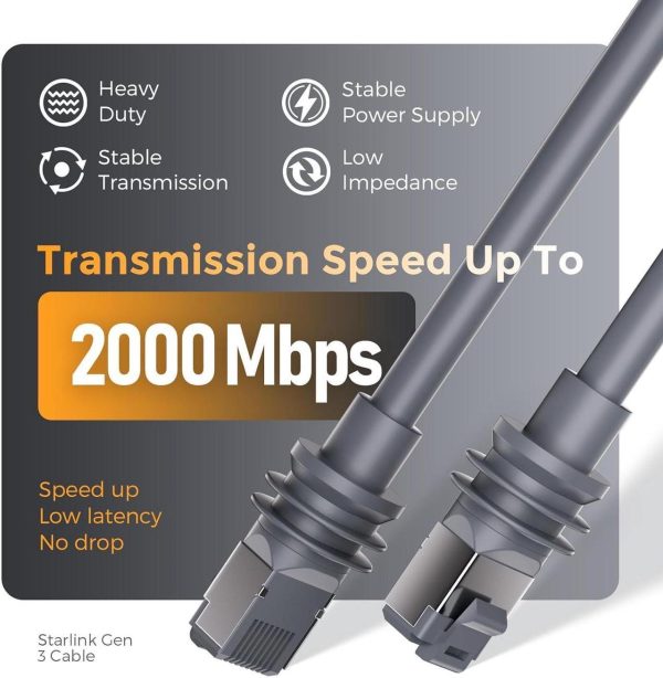150Ft/46M Starlink Gen 3 Cable, Waterproof Satellite Replacement Standard V3 Cable For Starlink Rectangular Satellite Gen 3 Starlink Cable Extension Starlink Accessories - Image 3