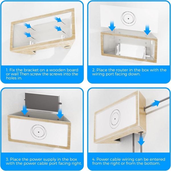 Starlink Router Gen 3 Mount, Wood Grain Starlink Router Wall Mount Box With Starlink Power Supply Mounting Kit Starlink V3&Amp;Gen 3 High-Performance Standard Router Box - Image 5