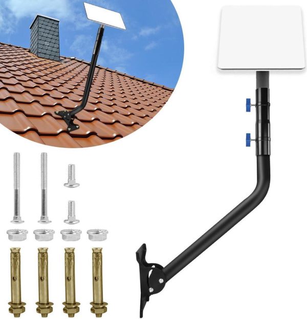 Starlink Mounting Kit,For Starlink Long Wall Mount,For Starlink Roof Antenna Pole Mount Bracket For Starlink Internet Kit Satellite With Mount Adapter (Long-Black)