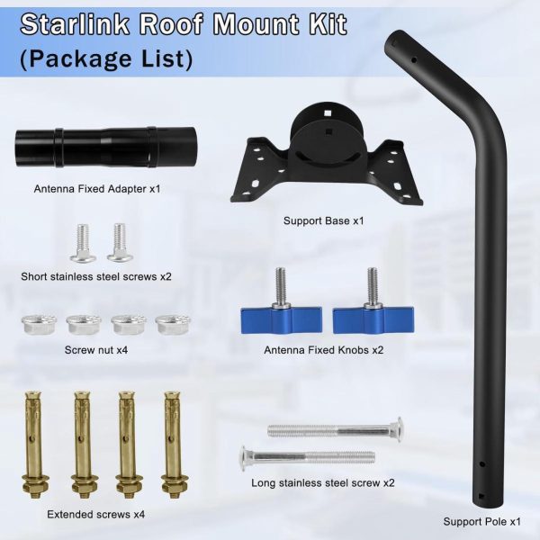 Starlink Mounting Kit,For Starlink Long Wall Mount,For Starlink Roof Antenna Pole Mount Bracket For Starlink Internet Kit Satellite With Mount Adapter (Long-Black) - Image 5