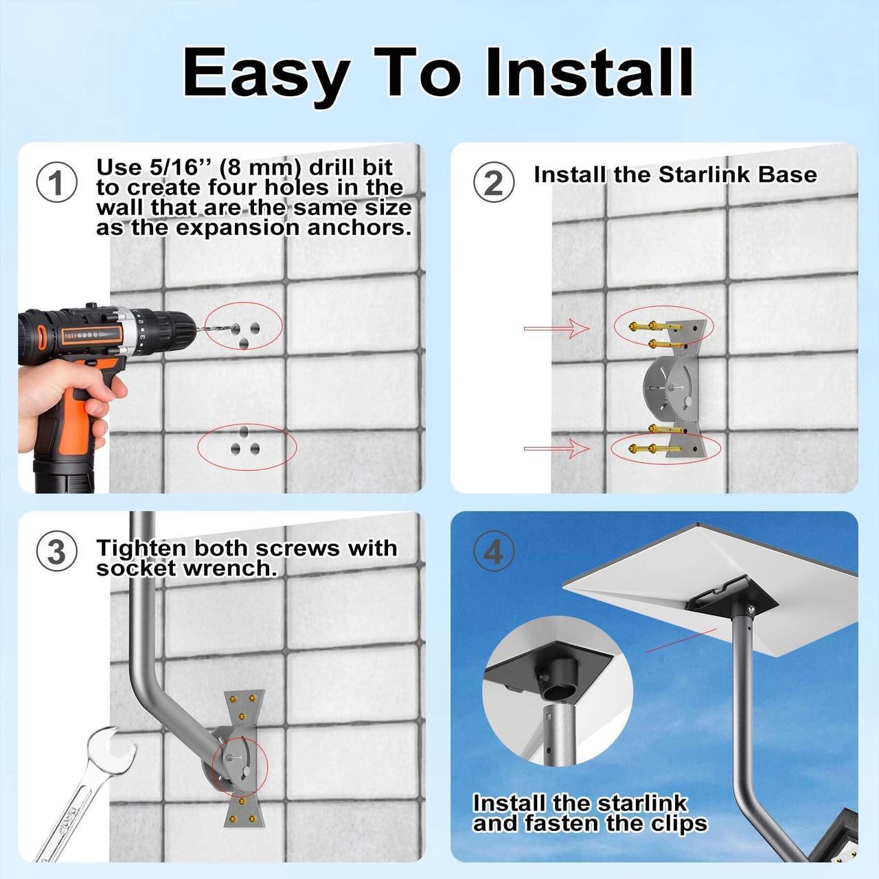 Starlink Gen 3 Mount, Starlink Roof Mount Compatible With V3 Starlink Standard Dish, Starlink Long Wall Mount, Starlink Mounting Kit, Starlink Pole Mount (Gen 3) - Image 5