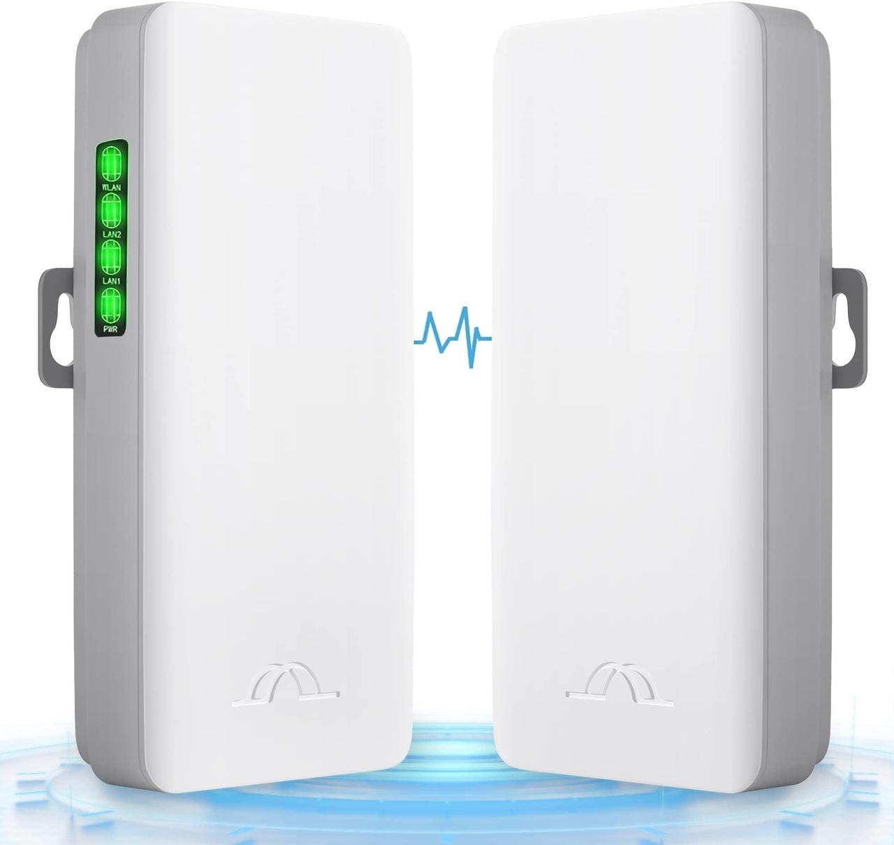 Point To Point Wireless Bridge For Starlink Internet, 2Km Outdoor 5.8G Network Wifi Bridges Extender Cpe Access Point With 12Dbi Antenna 2 100Mbps Lan Port 24V Poe Power Adapter 2-Pack