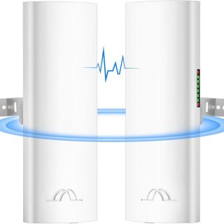 5.8G Wireless Bridge with Pole/Wall Mount Bracket - Extend Starlink Internet Access Outdoor, 2 Miles Point to Point WiFi Bridges with PoE Adapter, 2-Pack