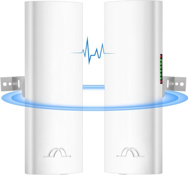5.8G Wireless Bridge With Pole/Wall Mount Bracket - Extend Starlink Internet Access Outdoor, 2 Miles Point To Point Wifi Bridges With Poe Adapter, 2-Pack