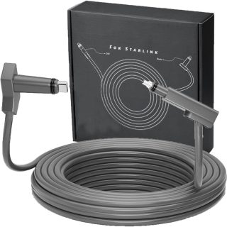 Starlink Cable 32FT for Starlink Rectangular Satellite V2, Waterproof Replacement Starlink Extension Cable for Starlink Internet Kit Satellite V2 with Stable and Fast Connection-Grey