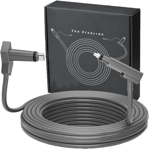Starlink Cable 32Ft For Starlink Rectangular Satellite V2, Waterproof Replacement Starlink Extension Cable For Starlink Internet Kit Satellite V2 With Stable And Fast Connection-Grey