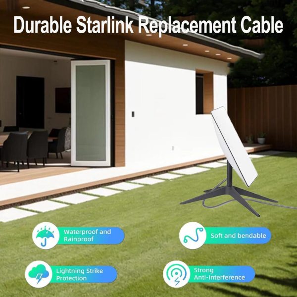 Starlink Cable 32Ft For Starlink Rectangular Satellite V2, Waterproof Replacement Starlink Extension Cable For Starlink Internet Kit Satellite V2 With Stable And Fast Connection-Grey - Image 5
