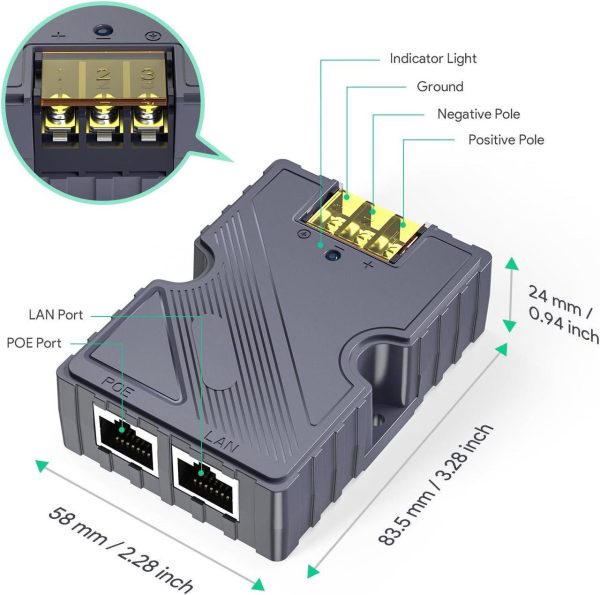 Xlttywl Starlink Gen 3 Poe Injector - 320W Gige Passive Abs Surge &Amp; Esd Protection With Starlink Gen 3 Dc Step Up Converter 12V To 56V/3A Cable Grommet,168W Compatible With Starlink V3 Dishy - Image 4