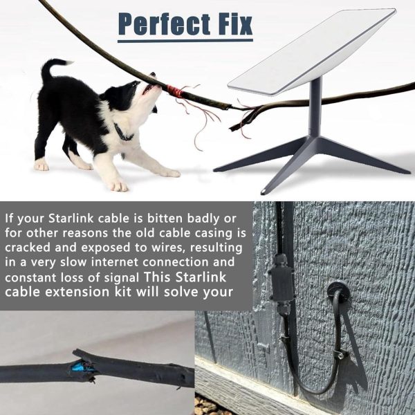 Galeith Starlink Cable Extension &Amp; Repair Kit, With 300Ft Cable, Speeds Up To 1200Mbps, Starlink Replacement Cable, Waterproof Gray, 24Awg Copper, Grey - Image 4