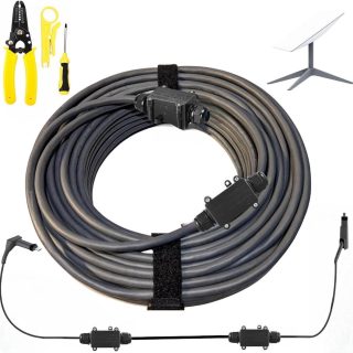 Galeith Starlink Cable Extension & Repair Kit, with 300ft Cable, SPEEDS UP to 1200Mbps, Starlink Replacement Cable, Waterproof Gray, 24AWG Copper, Grey