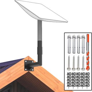 Click-in Design Starlink Short Wall Mount,Starlink Heavy Duty Pivot Mount Kit Compatible with V2 Rectangular Dish, Starlink V2 Mount with Adapter