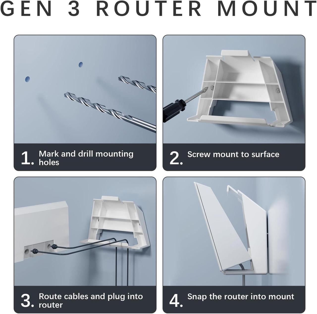 Ftwmeme Starlink Router Mount - Abs Starlink Wall Mount For Gen 3 And V3 Routers And Power Adapters, Starlink Gen 3 Mount, Starlink Internet Kit Satellite, Ideal For Wall, Home Office, Or Rv Setup - Image 3