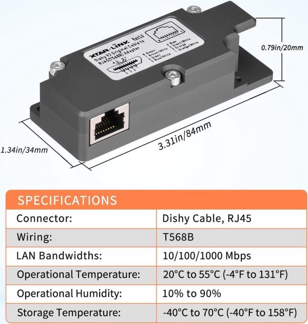 Liofyn Starlink Dishy Cable To Rj45 Adapter For Connecting Starlink Gen 2 To Poe Injector, Shielded Cat8A Ethernet Cable Included - Image 3