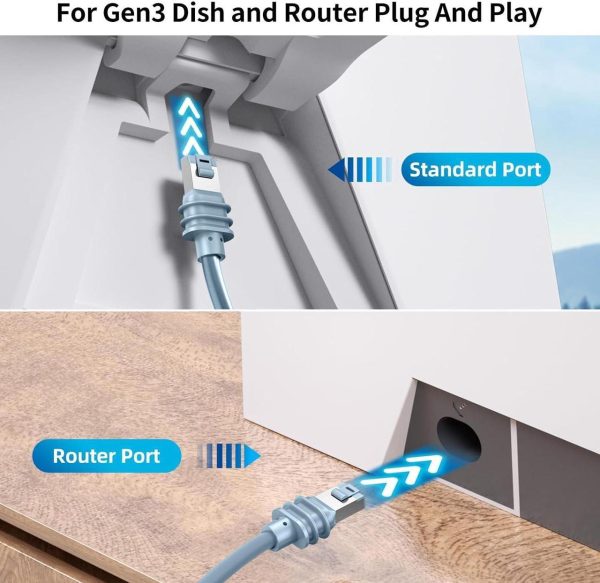 Teeaam Starlink Gen 3 Cable 131Ft/40M,Starlink Replacement Cable For Starlink Standard V3 Dish/Mini Starlink Extension Cable Internet Kit Satellite Starlink Accessories - Waterproof Grey - Image 4