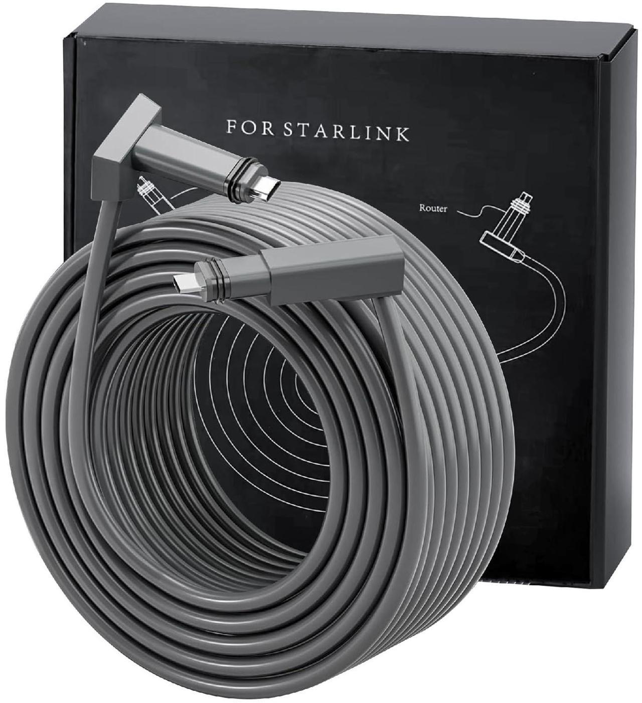 Ybludiy Suitable For Starlink Gen 2 Cable 33Ft, Compatible With Satellite Rectangular V2 Extension Cable, Gray End Cap, Indoor And Outdoor Waterproof Starlink Accessories (33Ft/10M)