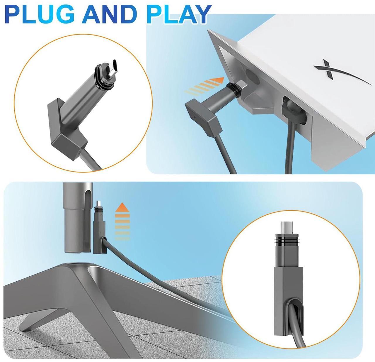 Ybludiy Suitable For Starlink Gen 2 Cable 33Ft, Compatible With Satellite Rectangular V2 Extension Cable, Gray End Cap, Indoor And Outdoor Waterproof Starlink Accessories (33Ft/10M) - Image 4