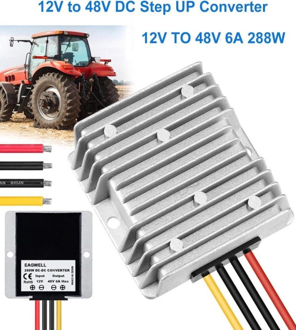12V To 48V Dc Step Up Converter, Eagwell Dc Converter Regulator 6A 288W Power Supply Adapter For Golf Cart Club Car Truck Vehicle Boat Solar System - Image 5