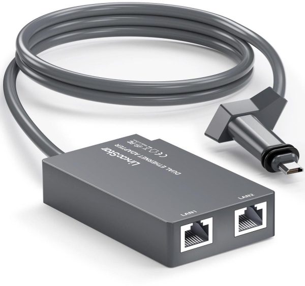 Linkoostar Dual Ports Starlink Ethernet Adapter For Starlink V2, Multi Starlink Ethernet Adapter Gen 2 For Wired External Network 2 Devices Networked Simultaneously Fast &Amp; Stable Connect Up To 1 Gbps