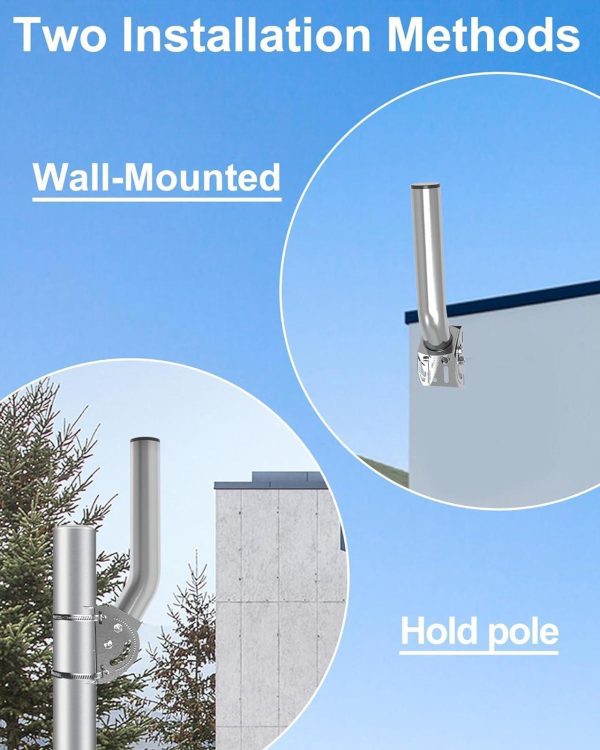 Wireless Bridge Mount Bracket, 12'' J Mounting Pole &Amp; Wall Installation Light Weight Mount Bracket For Wireless Bridges, Outdoor Tv Antennas, Wifi Extender, Weather Station, Starlink Mini - Image 4