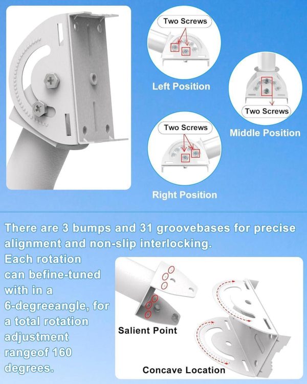Universal Antenna Mount,11 Inches J Pole And Wall-Mounted Mounting Bracket Kits For Outdoor Point To Point Access Point Cpes,Tv Antennas, Wireless Bridges,Starlink Mini Dish (White 2-Pack) - Image 6
