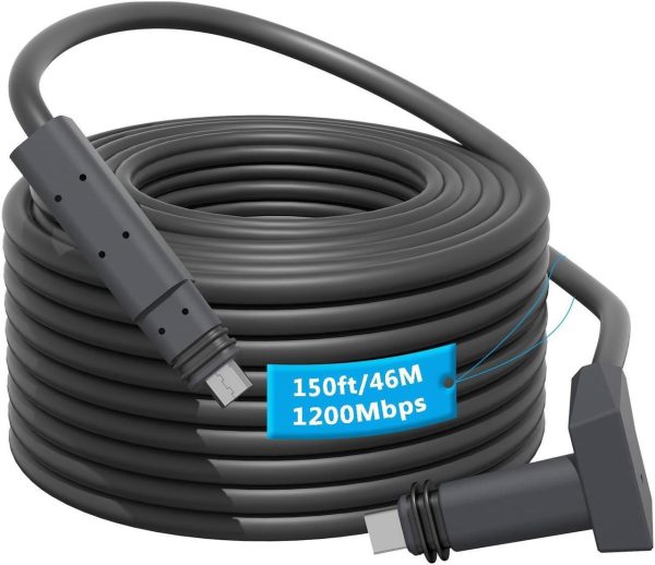 Tciogrxp 150Ft/46M Starlink Cable Extension Kit - Waterproof Gray With End Caps, Replacement Satellite Cable For Starlink Rectangular Satellite V2 - Essential Starlink Accessories (46M)