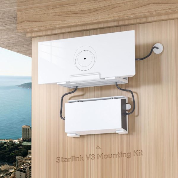 Mount For Starlink Mesh Router Gen 3 + Starlink Power Supply Brackets Holder V3 + 1-Inch Wall Bushing Internet Kit Satellite, Signal Integrity Space Saving, Abs Stability Wall Holder - Image 3