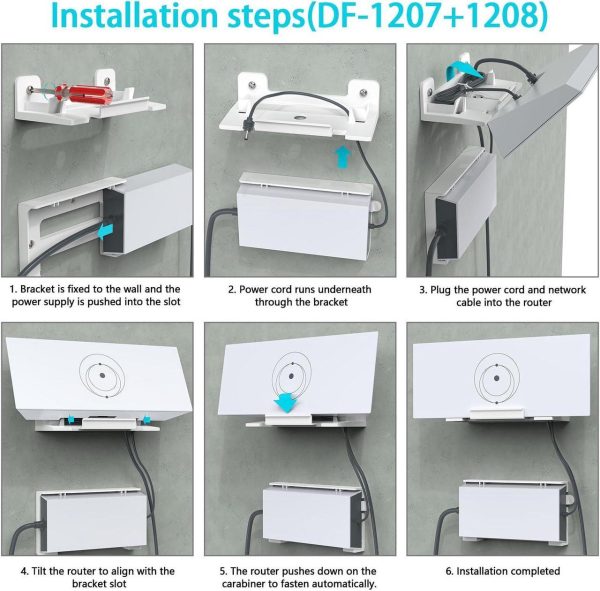 Mount For Starlink Mesh Router Gen 3 + Starlink Power Supply Brackets Holder V3 + 1-Inch Wall Bushing Internet Kit Satellite, Signal Integrity Space Saving, Abs Stability Wall Holder - Image 4