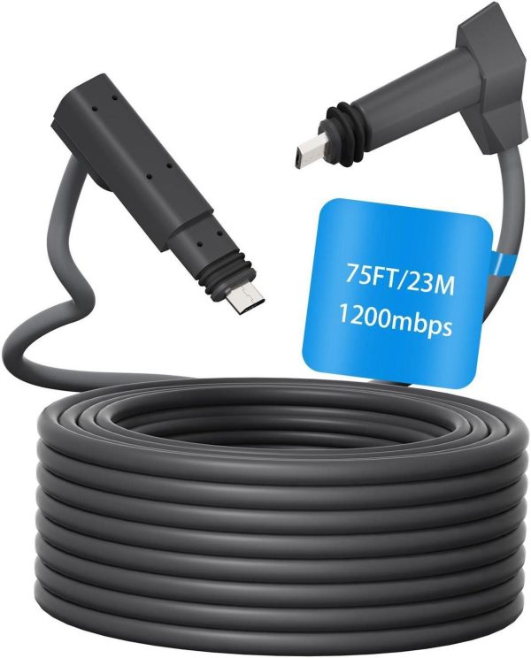 Tciogrxp 75Ft/23M Starlink Cable Extension Kit - Waterproof Gray With End Caps, Replacement Satellite Cable For Starlink Rectangular Satellite V2 - Essential Starlink Accessories... (23M)