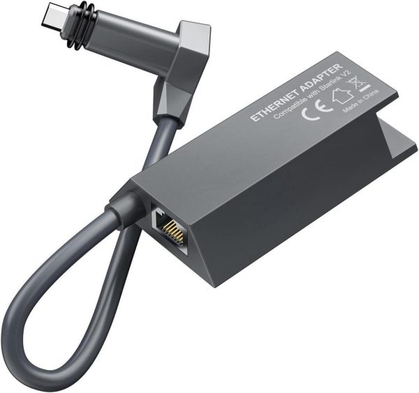 Starlink Ethernet Adapter For Starlink Rectangle Dish Satellite Internet V2, Starlink To Rj45 Gigabit Ethernet Adapter Fast &Amp; Stable Network Connection For Starlink Actuated Gen 2, Black