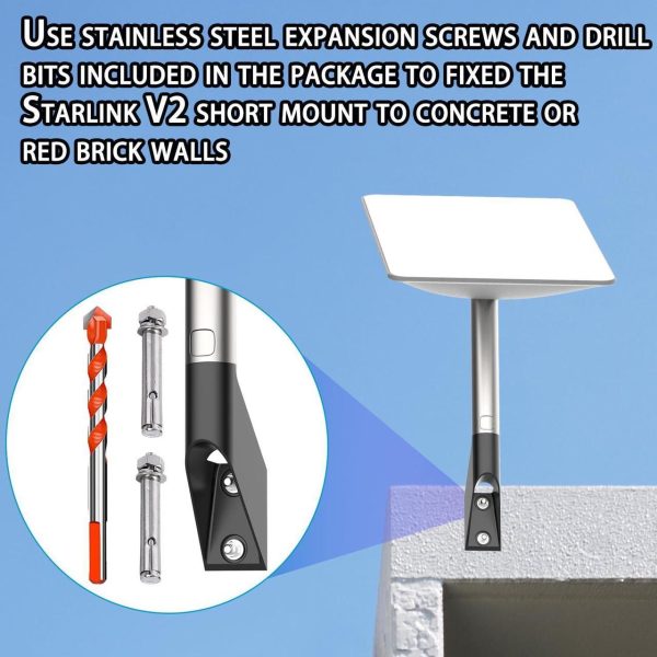 Buj Starlink V2 Short Wall Mount,Starlink Mounting Kit, Starlink Wall Mount, Starlink Roof Mount, Starlink Pole Mount, Starlink Mount, For Starlink Internet Kit Satellite, Compatible With V2 Starlink - Image 4