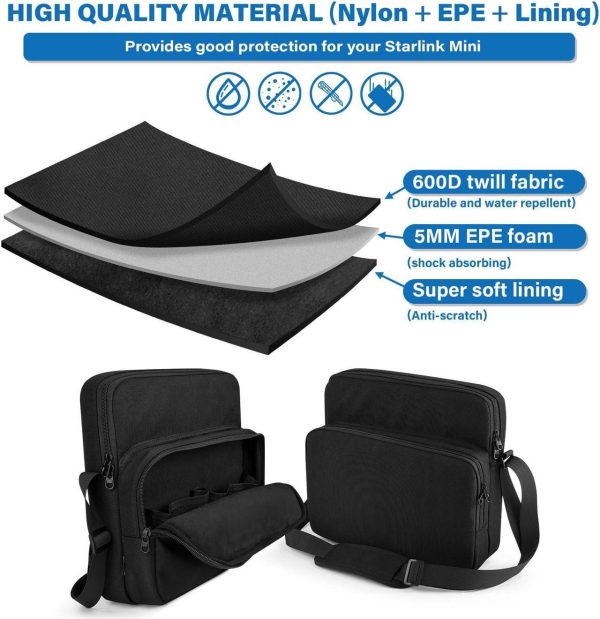 Caszlution Starlink Mini Case, Travel Carrying Case For Starlink Mini Dish Kit, Protective Storage Bag With Shoulder Strap Compatible With Starlink Mini Dish And Accessories (Case Only) - Image 5