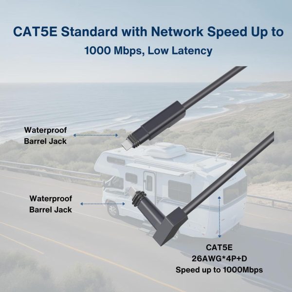 Steinwhale Ethernet Cable For Starlink Standard Actuated/Gen 2 10M/33Ft, Waterproof Barrel Jack Outdoor Use, 26Awg Cat5E 1000Mbps, Cold &Amp; Heat Resistant, Replacement Extension Cable, Multiple Lengths - Image 2
