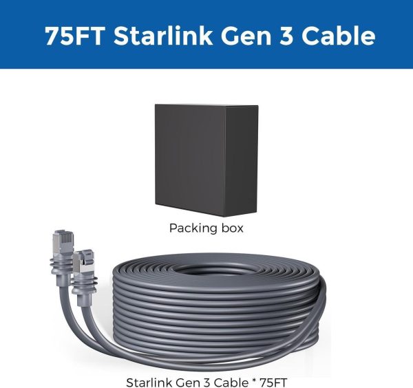 Ybludiy Starlink Cable Gen 3 75Ft/23M, Starlink V3 Cable Replaces Standard Waterproof Ethernet Cable, Third-Generation - Gray - Image 2