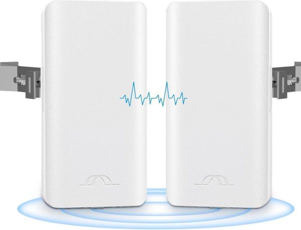 5.8Ghz Point To Point Outdoor Wireless Bridge With 2 100 Mbps Ports And Bracket Mounts, Wifi Bridge, Ethernet Bridge,Starlink Wifi Extender, 12 Dbi Antenna, 2Km Transmission For Starlink Gen 3 Router