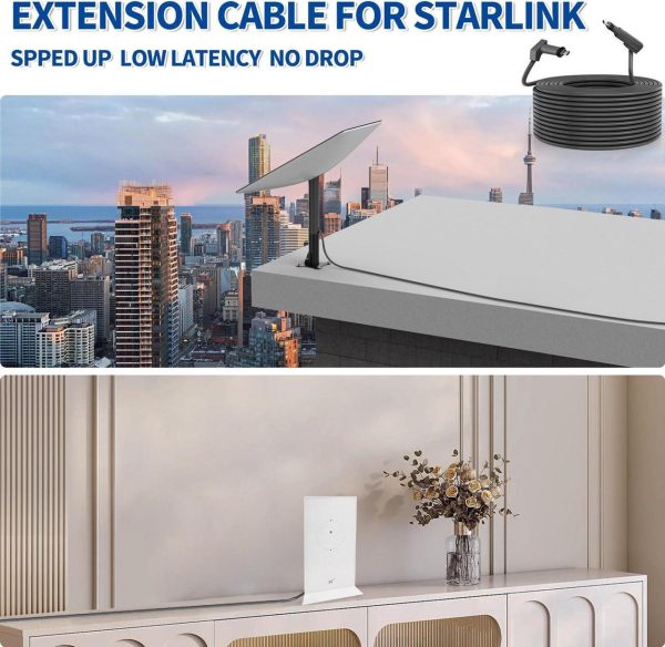 Szsauto 150Ft Replacement Cable For Starlink Gen2 V2 Rectangular Satellite - Better Anti-Interference - Extension Cables Wire With Cable Feed Through Bushings For Replace Starlink Gen 2 Cable - Image 4