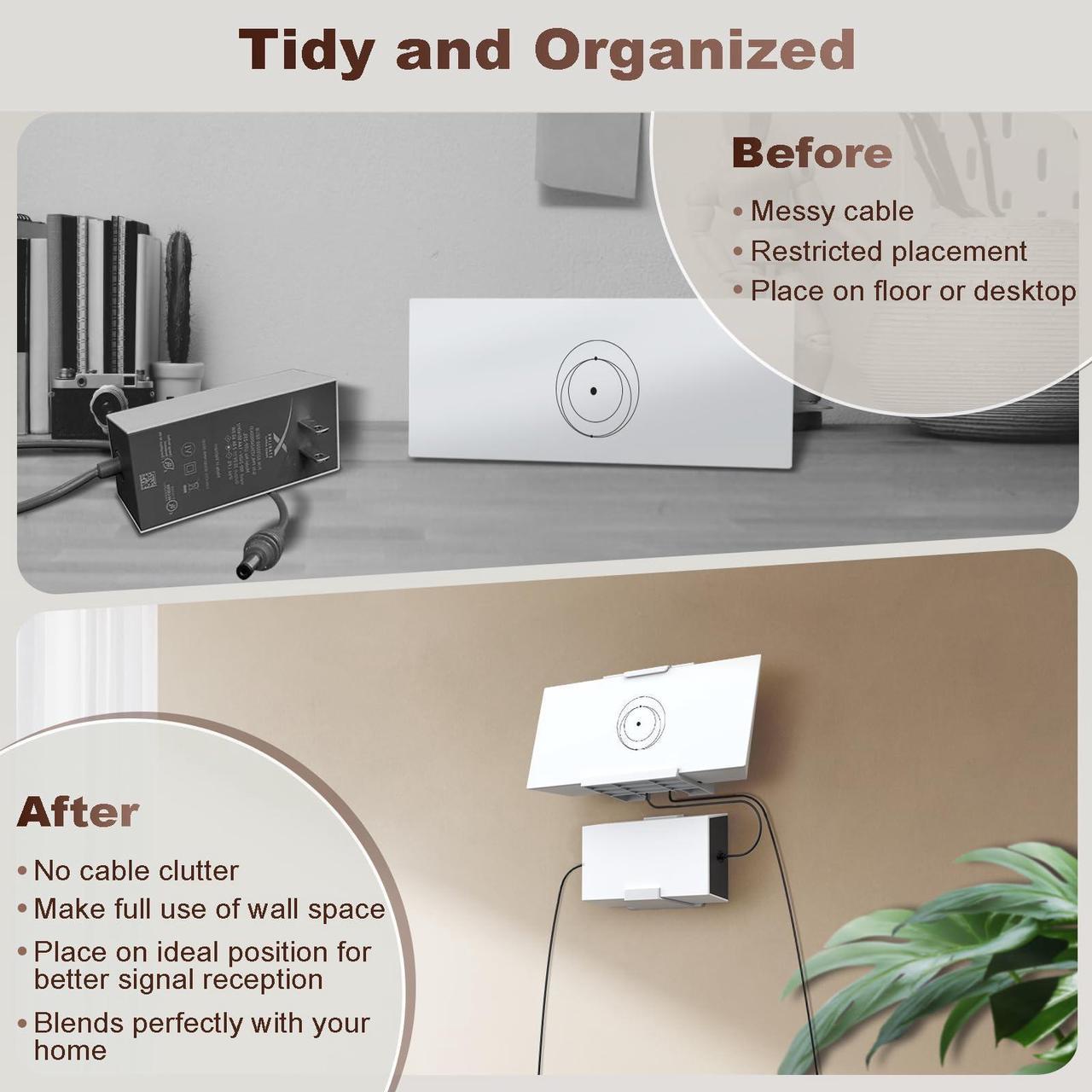 Timovo Starlink Gen 3 Router Mount, Starlink Mounting Kit For Router And Power Supply, Wall Mount Holder Set With Screws &Amp; Removable Adhesive, Starlink V3 Mount Starlink Internet Kit Satellite Bracket - Image 3