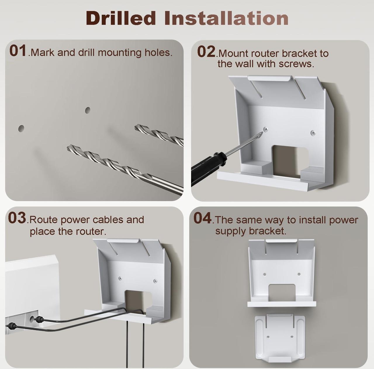 Timovo Starlink Gen 3 Router Mount, Starlink Mounting Kit For Router And Power Supply, Wall Mount Holder Set With Screws &Amp; Removable Adhesive, Starlink V3 Mount Starlink Internet Kit Satellite Bracket - Image 5