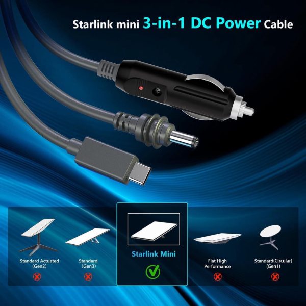 Formipow Starlink Mini Cable, 3-In-1 Multi-Purpose Power Cable For Starlink Mini (Usb C To Dc, Dc To Dc, Car Charger), Waterproof &Amp; Multiple Lengths Available (9.8Ft, 16.4Ft, 32.8Ft) - Image 3