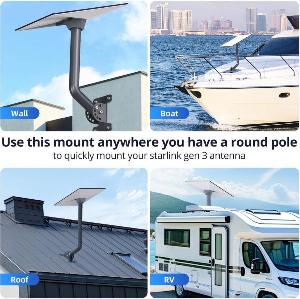 Starlink Mount Gen 3 Pole Mounting Kit (For 32Mm-62Mm Pipes) Star Link Standard V3 Dish Antenna Bracket Adapter With Installation Tools And Cable Clips Linkoostar Gen3 Stand Accessories - Image 3