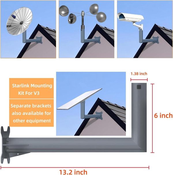 Starlink Gen 3 Pipe Adapter, 18Inch Pole Mount Adapter Wall Mounting Kit, Starlink Gen 3 Mount, Compatible With Starlink Standard Dish, V3 Kickstand Dishy - Image 3