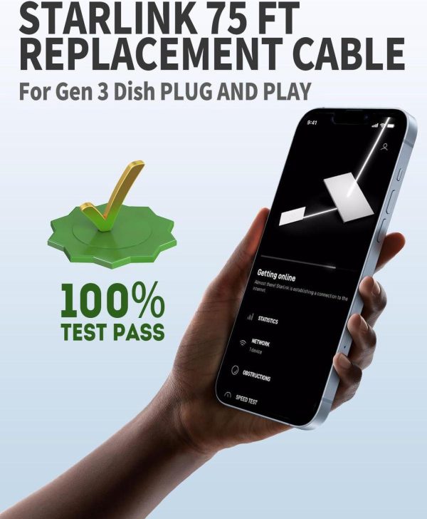 75Ft Starlink Gen 3 Cable - Starlink Replacement Cable, High-Speed Satellite Internet Accessory &Amp; Extension Cord For Star Link V3 Dish - Image 5