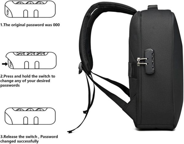 Ydmade Starlink Mini Travel Bag,Waterproof Travel Backpacks,Starlink Storage Bag,Outdoor Travel Bag,Laptop Backpack,Starlink Dish And Accessories,With A Combination Lock And Usb Charging Port(Black) - Image 4