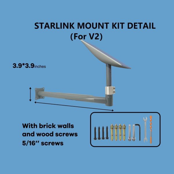 Starlink Mounting Kit, Starlink Roof Mount ,Starlink Pole Mount,Stainless Steel Starlink Wall Mount With Adapter Available To V2 (Include Wrench &Amp; Drill Bit). - Image 3